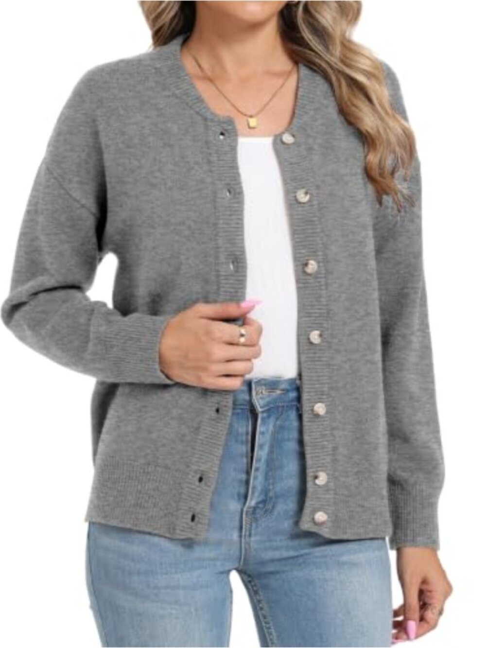 Women's Button Up Cardigan Long Sleeve Knit Sweater Casual Fall